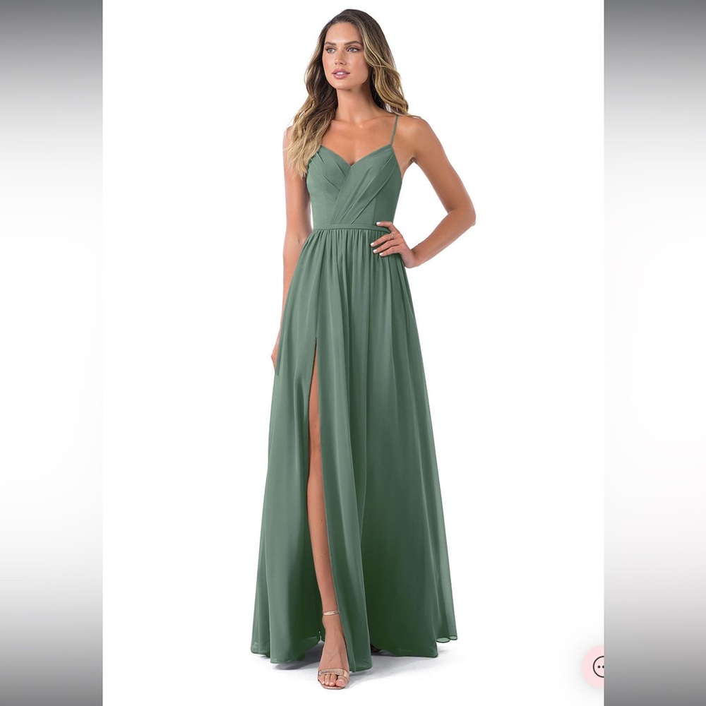 Azazie Eucalyptus bridesmaids dress